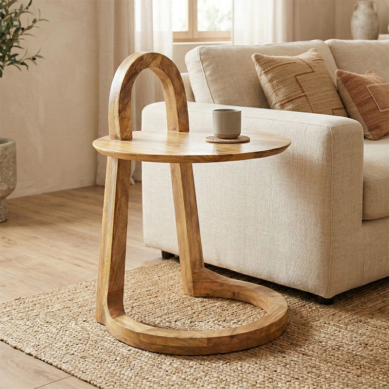 product_pako_372-000034 Βοηθητικό τραπέζι Kallos μασίφ ξύλο μάνγκο σε φυσική απόχρωση 45x45x60εκ - Image 1