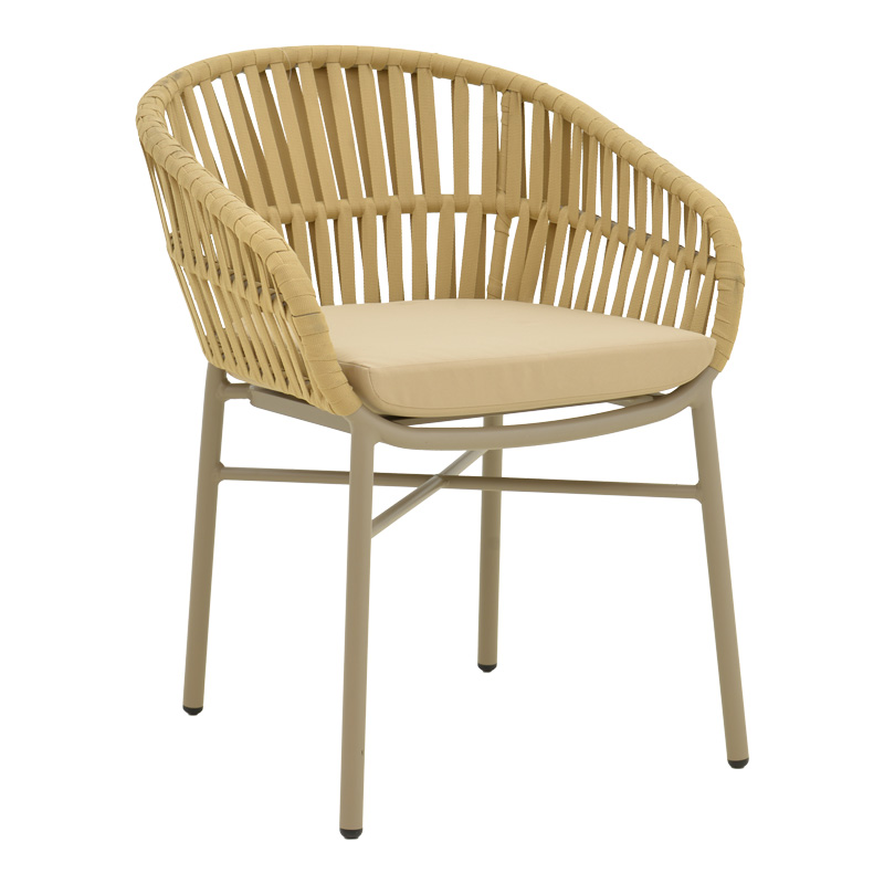 product_pako_373-000010 Πολυθρόνα Frama αλουμίνιο-pe σχοινί σε καφε απόχρωση και μαξιλάρι 57x60x78εκ - Image 1