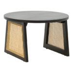 Τραπέζι Tamarind ξύλο mango-φυσικό rattan σε μαύρη απόχρωση Φ65x40εκ - Image 2