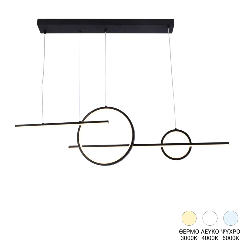 product_pako_377-000009 Φωτιστικό οροφής τετράφωτο led Polindia μέταλλο σε μαύρη απόχρωση 80εκ - Image 1