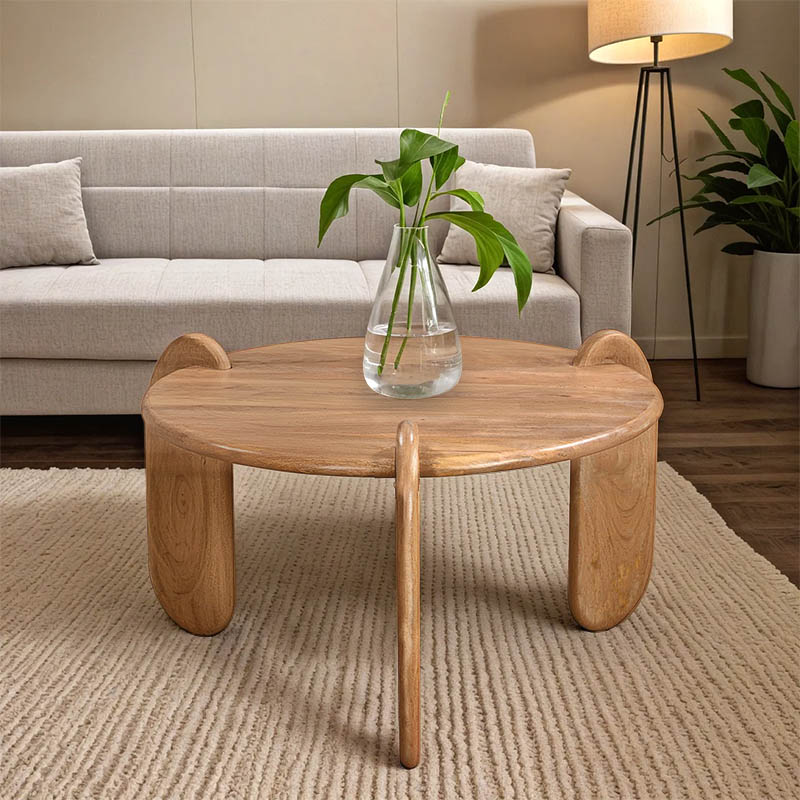 product_pako_379-000010 Τραπέζι σαλονιού Earten μασίφ ξύλο ακακίας σε φυσική απόχρωση Φ80x40εκ - Image 1