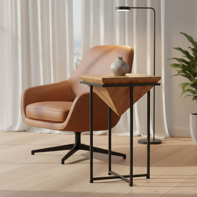 product_pako_379-000022 Βοηθητικό τραπέζι Miles ΙΙ μασίφ ξύλο ακακίας σε φυσική απόχρωση με μαύρα μεταλλικά πόδια 29x29x54εκ - Image 1