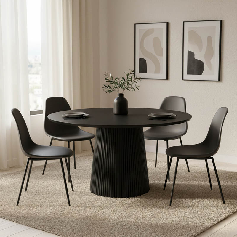 product_pako_379-000037 Τραπέζι Tully μασίφ ξύλο ακακίας σε μαύρη απόχρωση Φ120x75εκ - Image 1