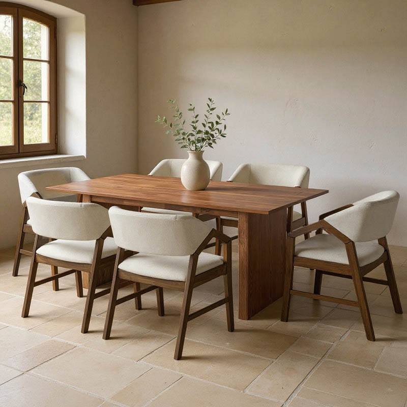 product_pako_381-000011 Τραπεζαρία Eleganza-Livia σετ 7τεμ mdf σε καρυδί-εκρού απόχρωση 180x99x75.8εκ - Image 1