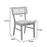 Καρέκλα Raffles rubberwood με pe rattan και γκρι μπεζ ύφασμα 47x48x83.5εκ (Σετ 2 τεμαχίων) - Image 2