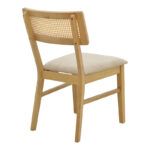 Καρέκλα Raffles rubberwood με pe rattan και γκρι μπεζ ύφασμα 47x48x83.5εκ (Σετ 2 τεμαχίων) - Image 3
