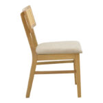 Καρέκλα Raffles rubberwood με pe rattan και γκρι μπεζ ύφασμα 47x48x83.5εκ (Σετ 2 τεμαχίων) - Image 4
