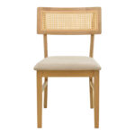 Καρέκλα Raffles rubberwood με pe rattan και γκρι μπεζ ύφασμα 47x48x83.5εκ (Σετ 2 τεμαχίων) - Image 5