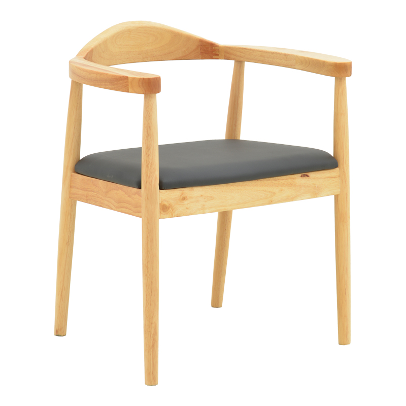 product_pako_382-000001 Πολυθρόνα Joube rubberwood σε φυσική απόχρωση με μαύρο pu μαξιλάρι 59x48x73εκ (Σετ 2 τεμαχίων) - Image 1