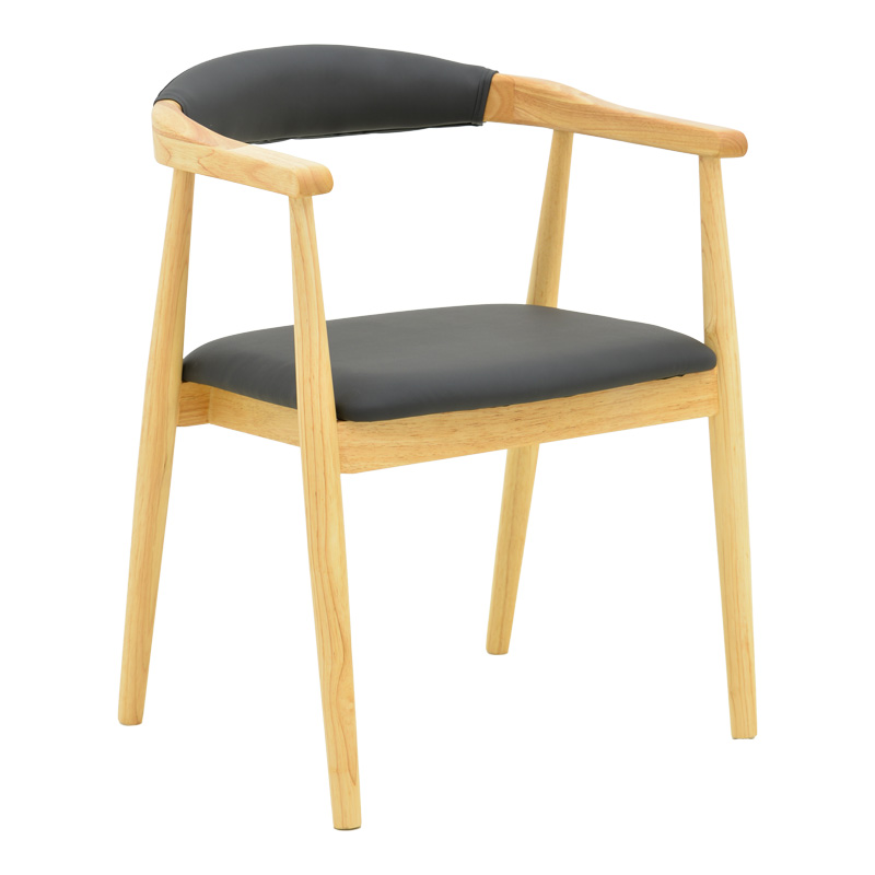 product_pako_382-000005 Πολυθρόνα Sandi rubberwood σε φυσική απόχρωση με μαύρο pu μαξιλάρι 50x60x80εκ (Σετ 2 τεμαχίων) - Image 1
