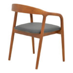 Πολυθρόνα Hogie rubberwood καρυδί- μαύρο pu μαξιλάρι 61x60x76εκ - Image 3