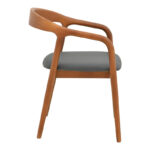 Πολυθρόνα Hogie rubberwood καρυδί- μαύρο pu μαξιλάρι 61x60x76εκ - Image 4