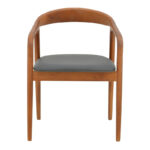 Πολυθρόνα Hogie rubberwood καρυδί- μαύρο pu μαξιλάρι 61x60x76εκ - Image 5