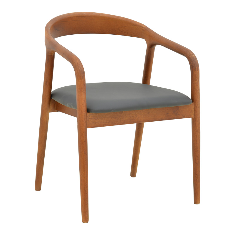product_pako_382-000006 Πολυθρόνα Hogie rubberwood καρυδί- μαύρο pu μαξιλάρι 61x60x76εκ - Image 1