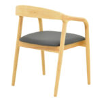 Πολυθρόνα Hogie rubberwood σε φυσική απόχρωση με μαύρο pu μαξιλάρι 61x60x76εκ (Σετ 2 τεμαχίων) - Image 3