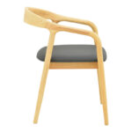 Πολυθρόνα Hogie rubberwood σε φυσική απόχρωση με μαύρο pu μαξιλάρι 61x60x76εκ (Σετ 2 τεμαχίων) - Image 4