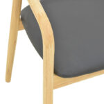 Πολυθρόνα Hogie rubberwood σε φυσική απόχρωση με μαύρο pu μαξιλάρι 61x60x76εκ (Σετ 2 τεμαχίων) - Image 8