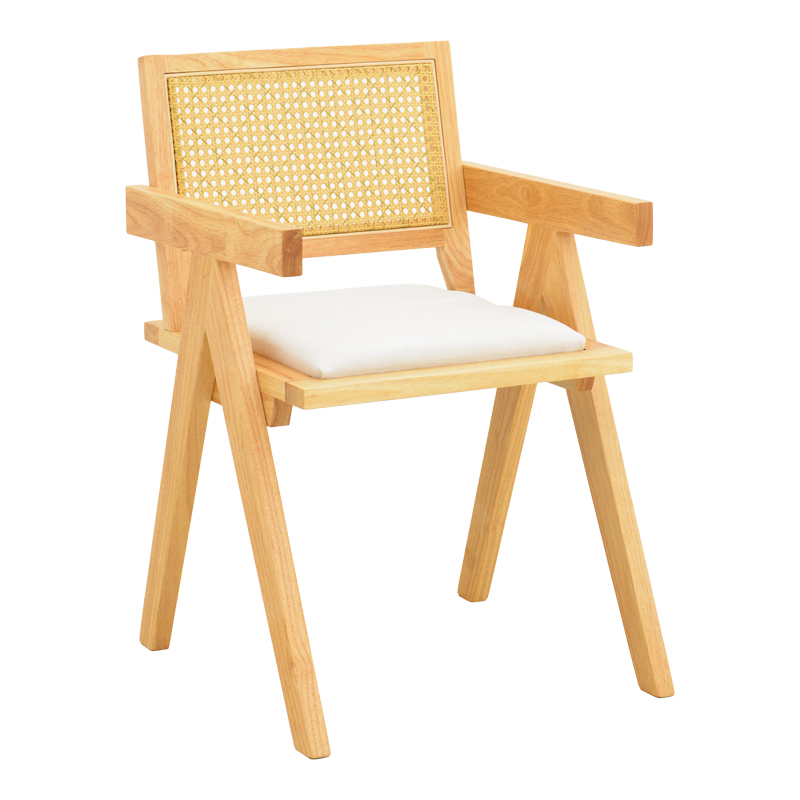 product_pako_382-000009 Πολυθρόνα Winslow rubberwood σε φυσική απόχρωση-ύφασμα λευκό 51x54x80εκ (Σετ 2 τεμαχίων) - Image 1