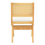 Καρέκλα Winslow rubberwood σε φυσική απόχρωση-ύφασμα λευκό 46x58x80εκ (Σετ 2 τεμαχίων) - Image 6