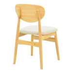 Καρέκλα Cardith rubberwood-plywood σε φυσική απόχρωση-ύφασμα γκρι-μπεζ 48x51x78εκ - Image 3