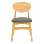 Καρέκλα Cardith rubberwood-plywood σε φυσική απόχρωση-pu μαύρο 48x51x78εκ - Image 5
