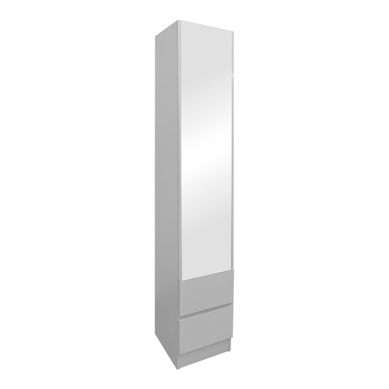 product_pako_383-000016 Ντουλάπι-στήλη με καθρέπτη Lostro σε λευκή απόχρωση 29.5x30x164.5εκ - Image 1