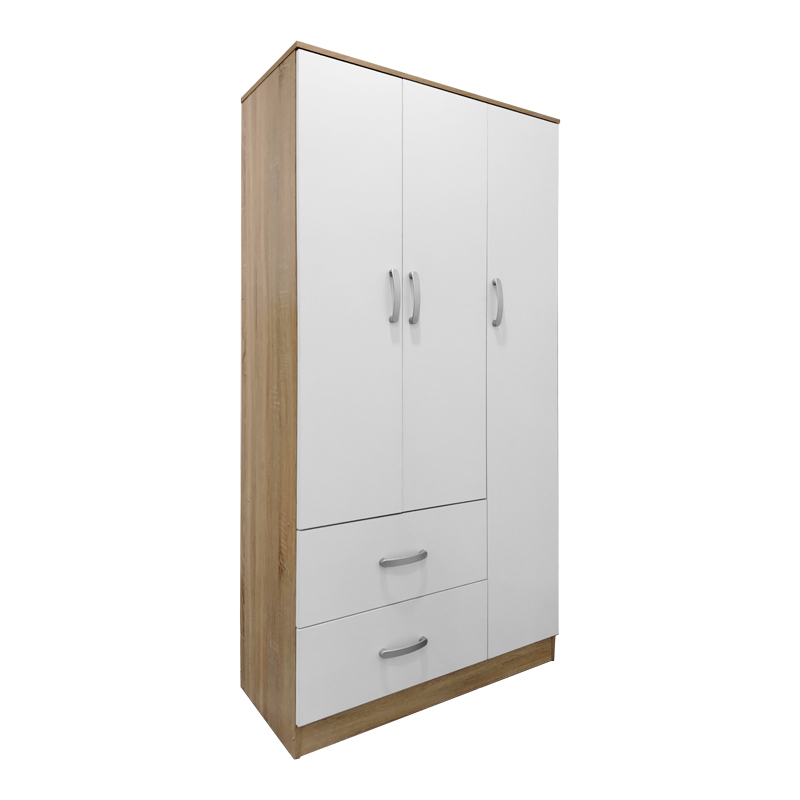 product_pako_383-000042 Ντουλάπα τρίφυλλη με 2 συρτάρια Athos σε sonoma-λευκή απόχρωση 90x42x180εκ - Image 1