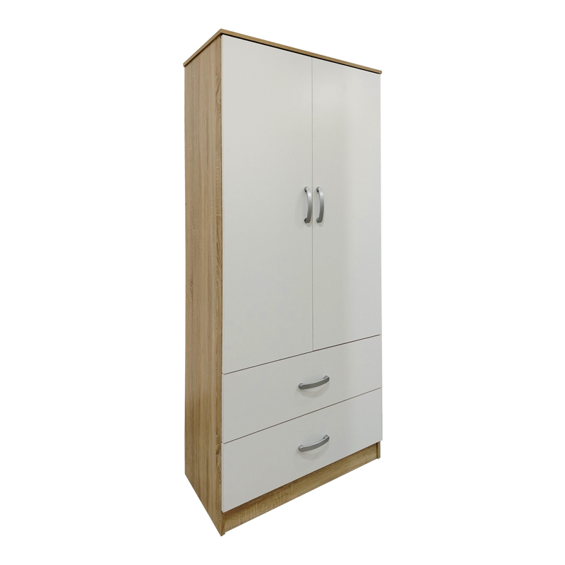 product_pako_383-000047 Ντουλάπα δίφυλλη με 2 συρτάρια Athos σε sonoma-λευκή απόχρωση 80x42x180εκ - Image 1