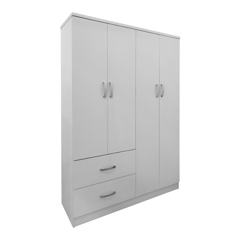 product_pako_383-000059 Ντουλάπα τετράφυλλη με 2 συρτάρια Athos σε λευκή απόχρωση 120.5x42x181εκ - Image 1