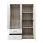 Ντουλάπα τετράφυλλη με 2 συρτάρια Athos σε sonoma-λευκή απόχρωση 120.5x42x181εκ - Image 3