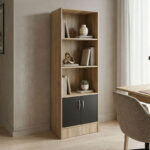Βιβλιοθήκη Tekaro sonoma-ανθρακί 57x33x180εκ