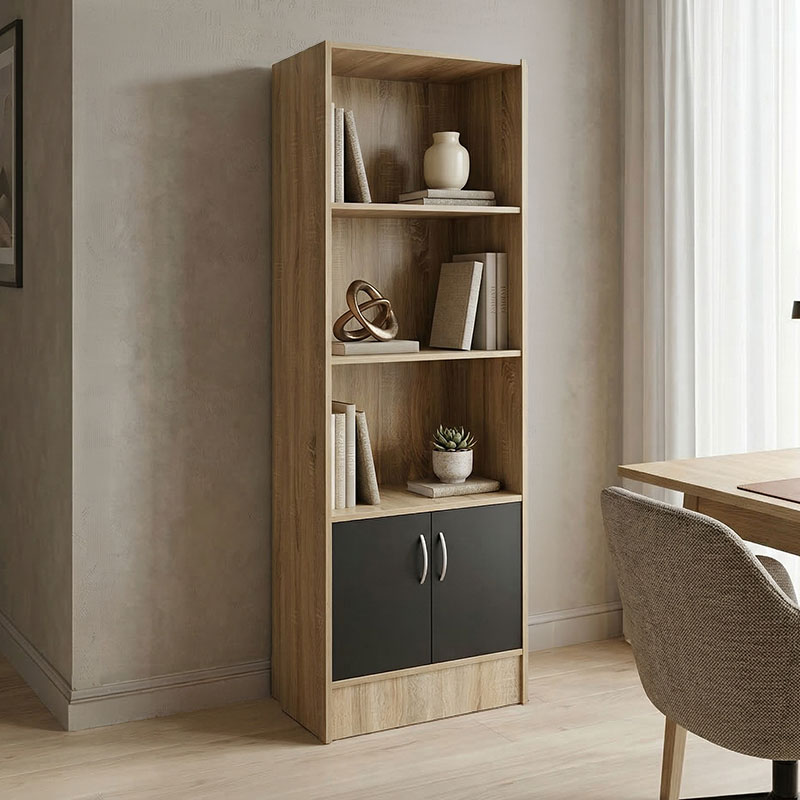 product_pako_383-000114 Βιβλιοθήκη Tekaro sonoma-ανθρακί 57x33x180εκ - Image 1