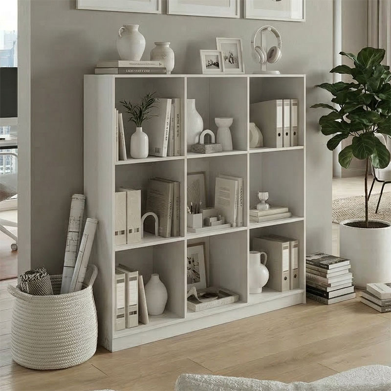 product_pako_383-000129 Βιβλιοθήκη Gridea λευκό 119.5x30x121εκ - Image 1