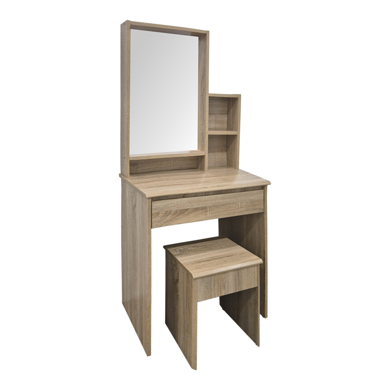product_pako_383-000138 Τουαλέτα κρεβατοκάμαρας Larnia με καθρέπτη και σκαμπό sonoma 65x40x142εκ - Image 1