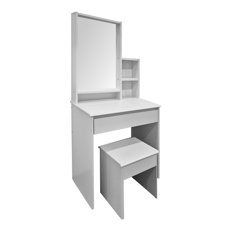 product_pako_383-000139 Τουαλέτα κρεβατοκάμαρας Larnia με καθρέπτη και σκαμπό λευκό 65x40x142εκ - Image 1