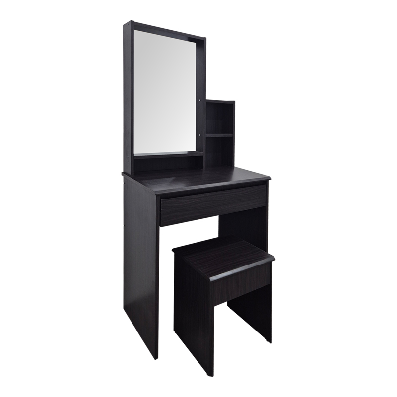 product_pako_383-000140 Τουαλέτα κρεβατοκάμαρας Larnia με καθρέπτη και σκαμπό wenge 65x40x142εκ - Image 1