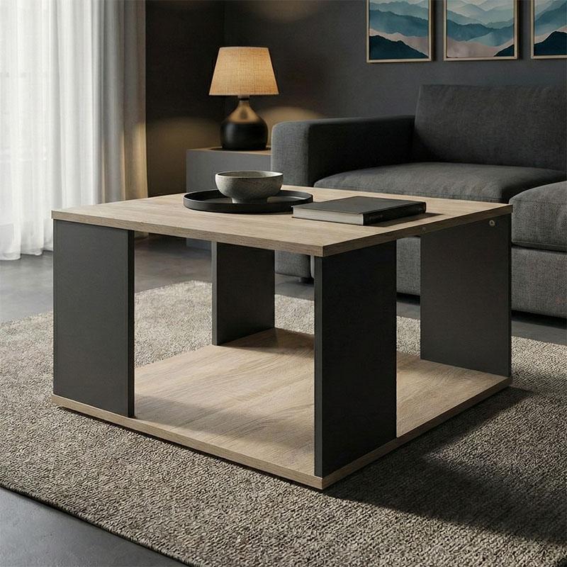 product_pako_383-000141 Τραπέζι σαλονιού Zelegan sonoma-ανθρακί 60x60x39εκ - Image 1