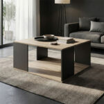 Τραπέζι σαλονιού Zelegan sonoma-ανθρακί 90x60x44.5εκ