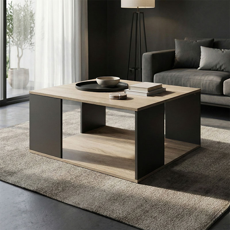 product_pako_383-000142 Τραπέζι σαλονιού Zelegan sonoma-ανθρακί 90x60x44.5εκ - Image 1