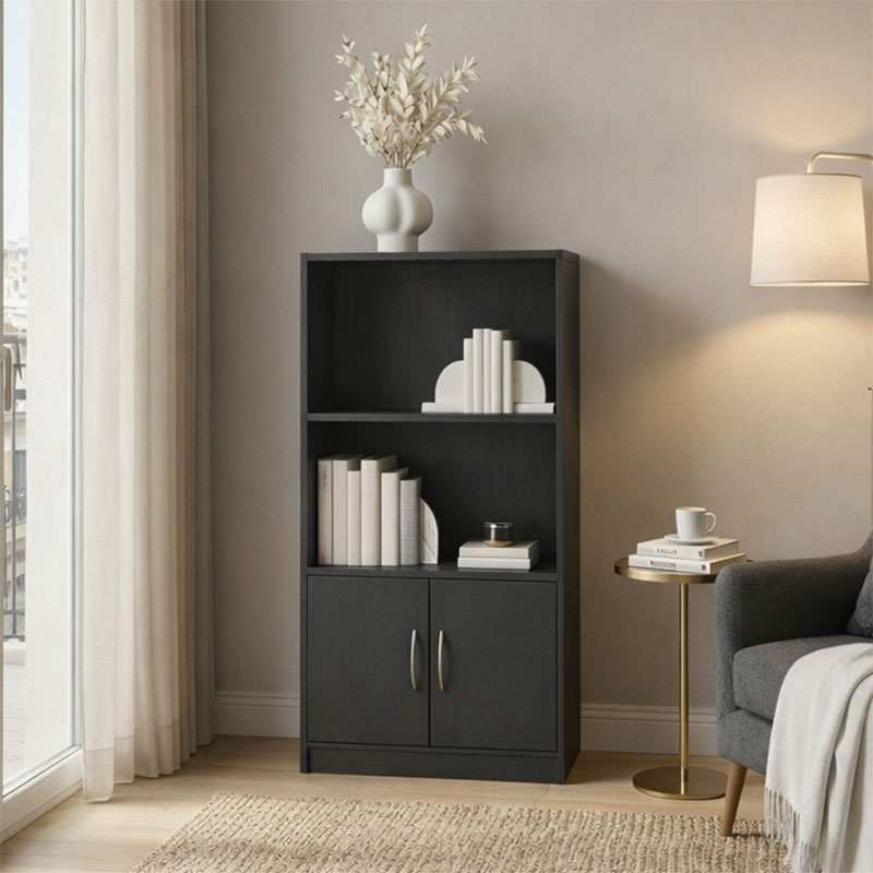 product_pako_383-000157 Βιβλιοθήκη Tekaro ανθρακί 60x30x120εκ - Image 1
