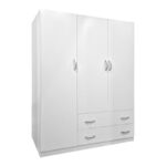 Ντουλάπα τρίφυλλη με 2 συρτάρια Alvia λευκή 150x51x180εκ - Image 2