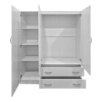 Ντουλάπα τρίφυλλη με 2 συρτάρια Alvia λευκή 150x51x180εκ - Image 3