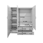 Ντουλάπα τρίφυλλη με 2 συρτάρια Alvia λευκή 150x51x180εκ - Image 5
