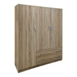 Ντουλάπα τρίφυλλη με 2 συρτάρια Alvia sonoma 150x51x180εκ - Image 2