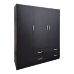 Ντουλάπα τρίφυλλη με 2 συρτάρια Alvia wenge150x51x180εκ - Image 2