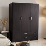 Ντουλάπα τρίφυλλη με 2 συρτάρια Alvia wenge150x51x180εκ