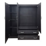 Ντουλάπα τρίφυλλη με 2 συρτάρια Alvia wenge150x51x180εκ - Image 3