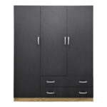 Ντουλάπα τρίφυλλη με 2 συρτάρια Alvia sonoma-ανθρακί 150x51x180εκ - Image 4