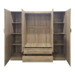 Ντουλάπα τετράφυλλη με 2 συρτάρια Alvia sonoma 200x51x180εκ - Image 2