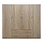 Ντουλάπα τετράφυλλη με 2 συρτάρια Alvia sonoma 200x51x180εκ - Image 3